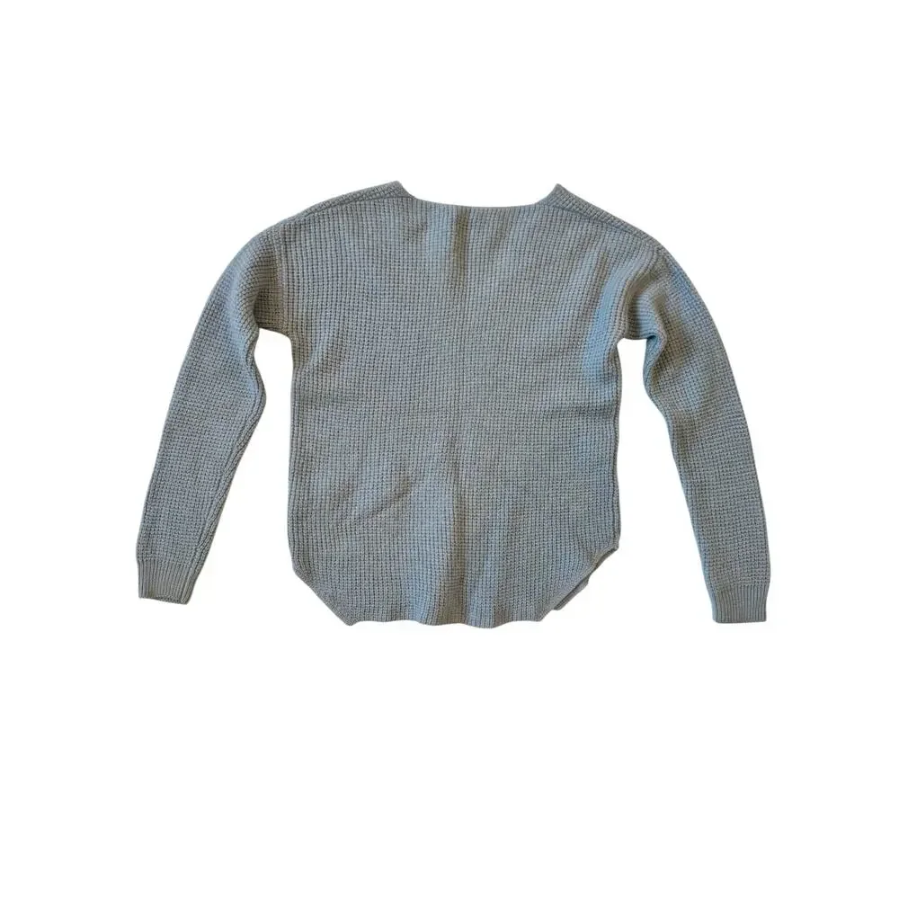 Aritzia Wilfred Free Wolter Merino Wool Waffle Knit Sweater Light Blue S Cozy - Picture 3 of 14